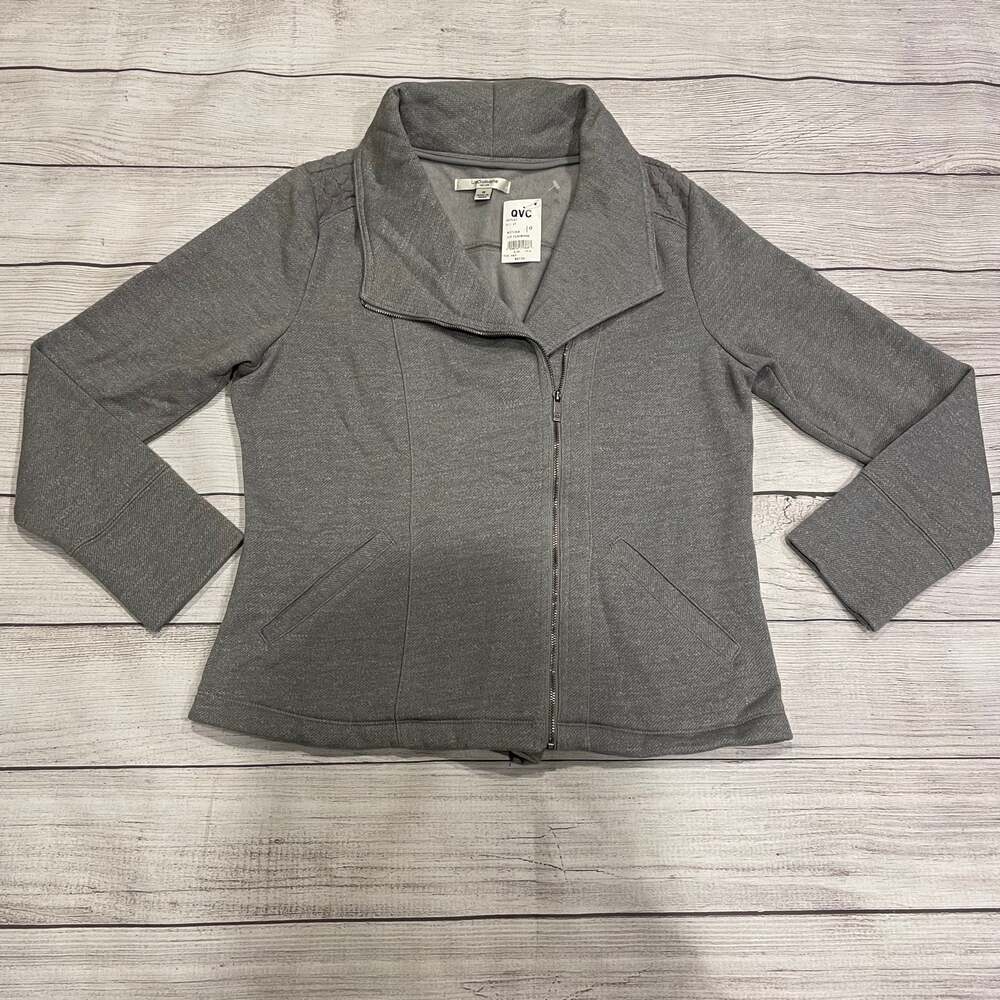 Liz Claiborne NY Fleece French Terry Jacket Lace A271368 QVC Women Size 10
